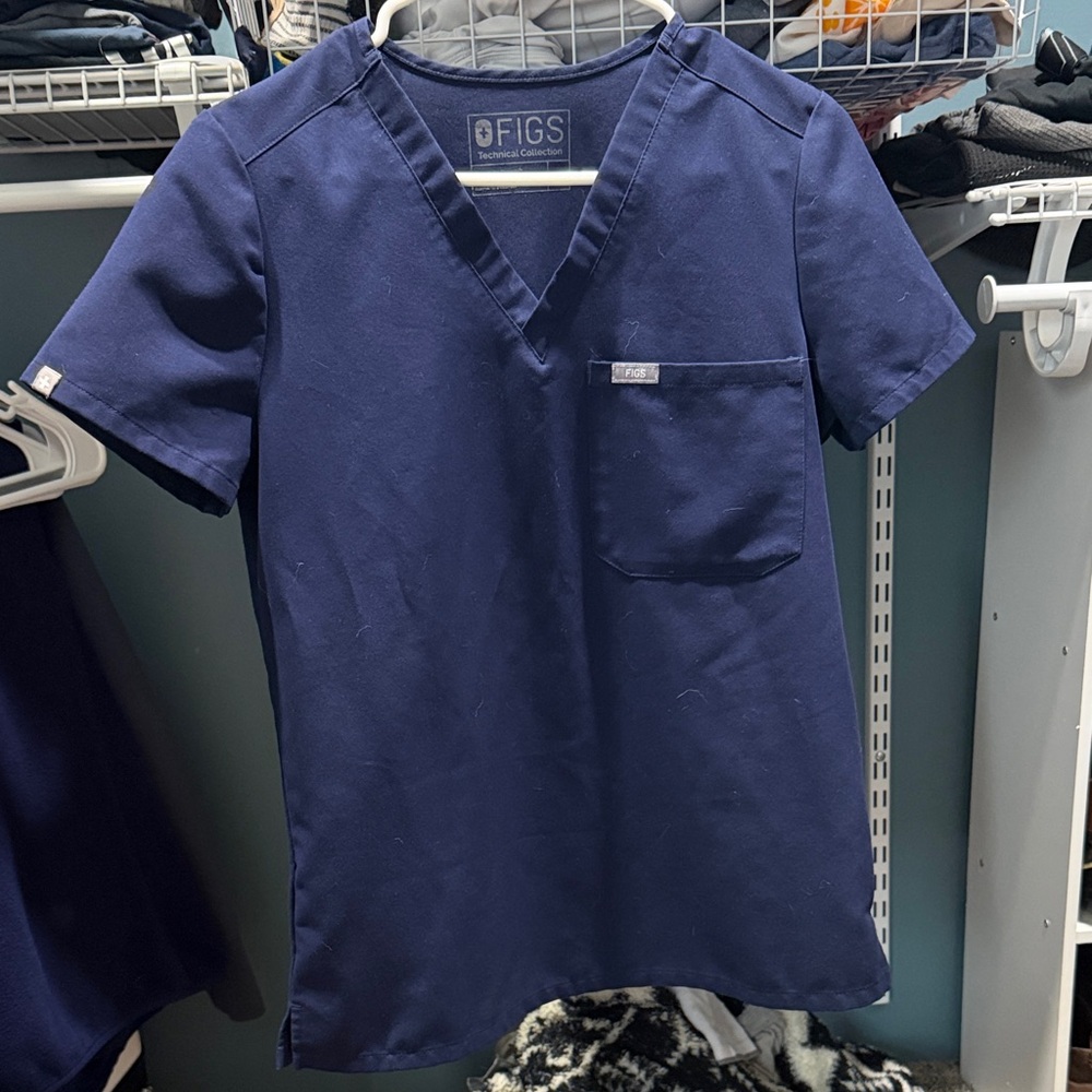 FIGS Navy Blue V-Neck Scrub Top